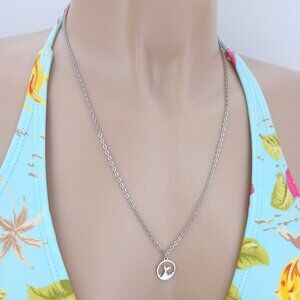 Whale Tail Silver Pendant Cable Chain Necklace 15" to 23.5" Beach 9029-331